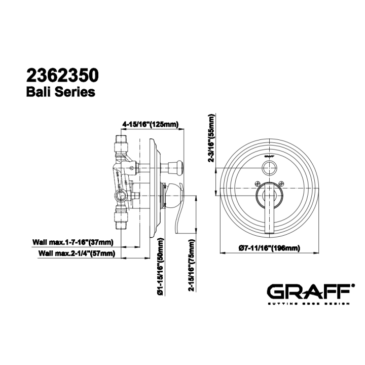 Element zewnętrzny Graff Bali baterii natryskowej chrom E-7065-LM20N-PC-T