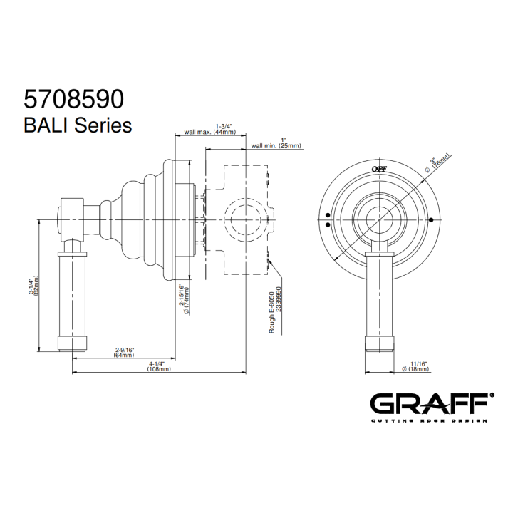 Element zewnętrzny Graff Bali baterii natryskowej chrom E-8060-LM21B-PC-T
