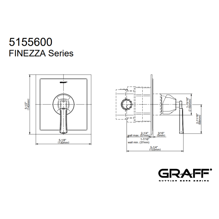 Element zewnętrzny Graff Finezza Uno baterii natryskowej termostatycznej chrom E-7045-LM47N-PC-T