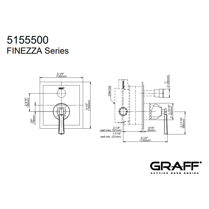 Element zewnętrzny Graff Finezza Uno baterii natryskowej termostatycznej chrom E-7085-LM47N-PC-T