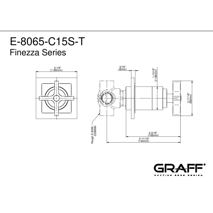 Element zewnętrzny Graff Finezza Uno baterii natryskowej termostatycznej chrom E-8065-C15S-PC-T