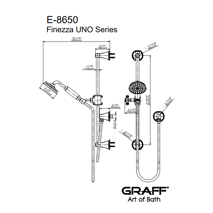 Zestaw natryskowy Graff Finezza Uno chrom E-8650-PC