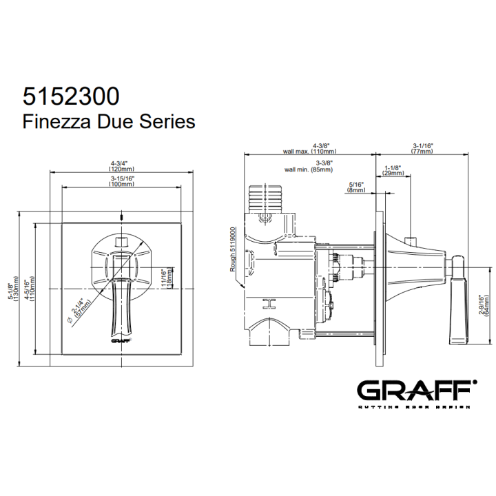 Element zewnętrzny Graff Finezza Due baterii natryskowej termostatycznej chrom E-8144-LM47E-PC-T