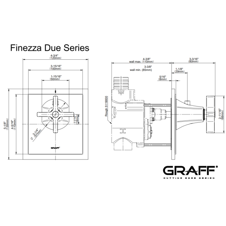 Element zewnętrzny Graff Finezza Due baterii natryskowej termostatycznej chrom E-8144-C15E-PC-T
