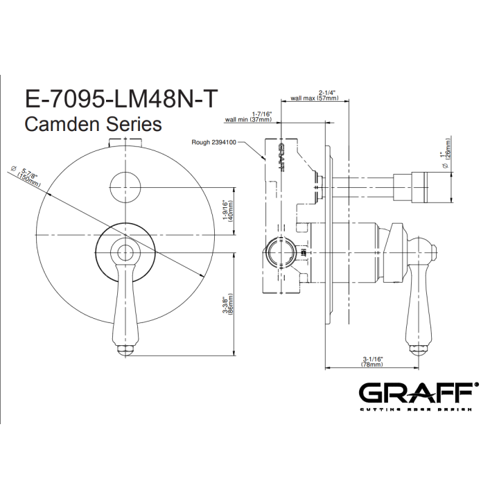 Element zewnętrzny Graff Camden baterii natryskowej podtynkowej chrom E-7095-LM48N-PC-T