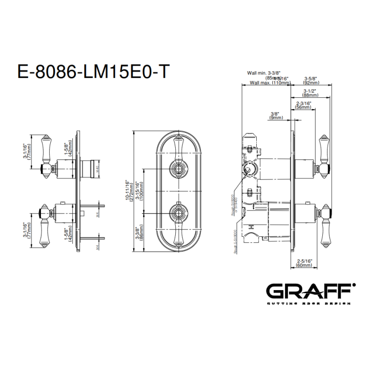 Bateria natryskowa Graff Adley podtynkowa 2- drożna E-8086-LM15E0-PC-T