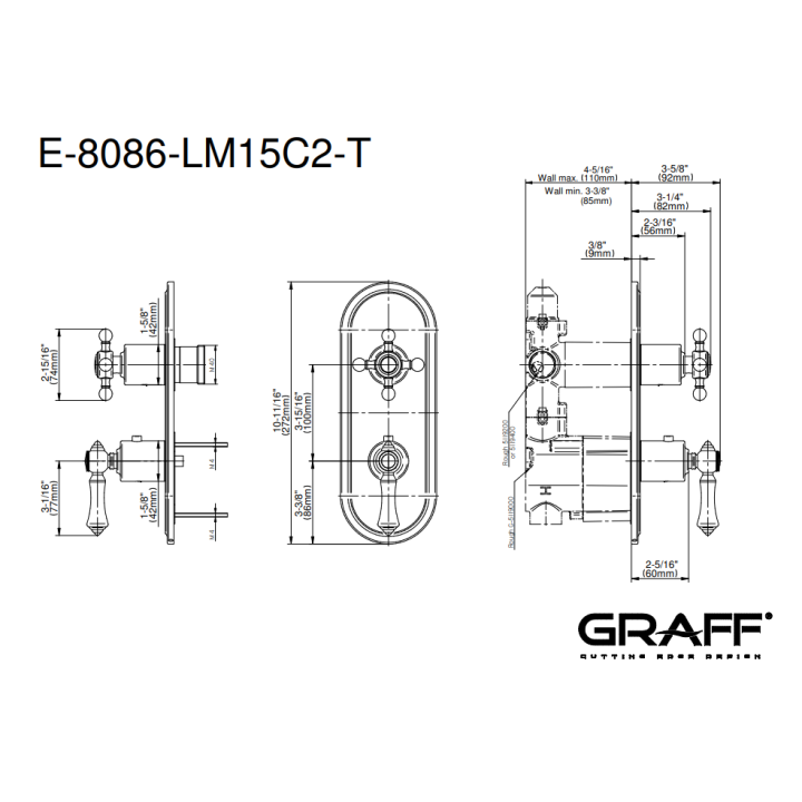 Element zewnętrzny Graff Adley do baterii natryskowej chrom E-8086-LM15C2-PC-T