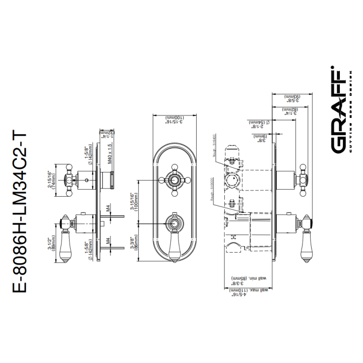 Element zewnętrzny Graff Adley do baterii natryskowej chrom E-8086H-LM34C2-PC-T