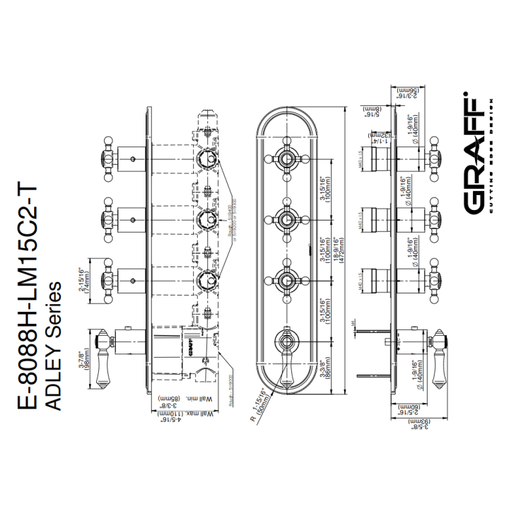 Element zewnętrzny Graff Adley do baterii natryskowej chrom Trim only E-8088H-LM15C2-PC-T