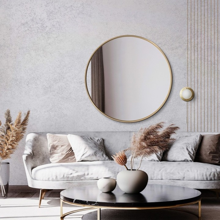LUSTRO SCANDI SLIM – OKRĄGŁE ZŁOTE 130cm GieraDesign SCD/SL/G/130