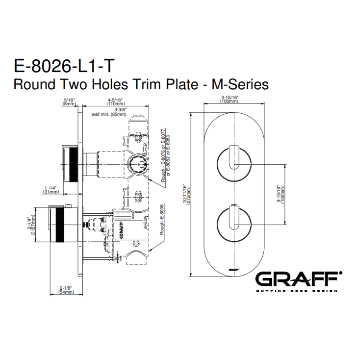 Element zewnętrzny Graff MOD+ baterii natryskowej chrom E-8026-R1PC-L1PC-PC-T