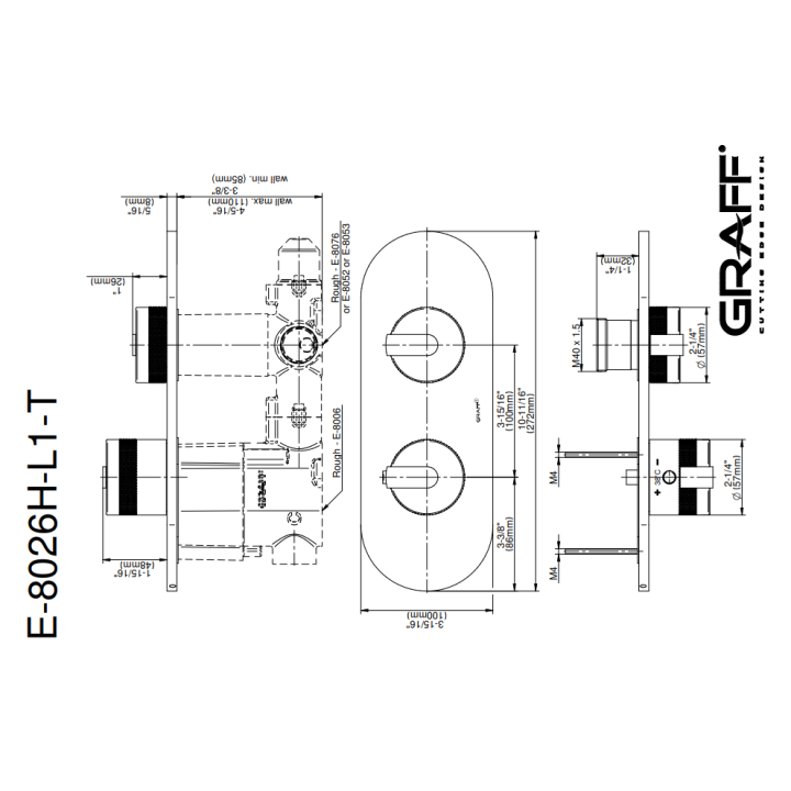 Element zewnętrzny Graff MOD+ baterii natryskowej chrom E-8026H-PC-T