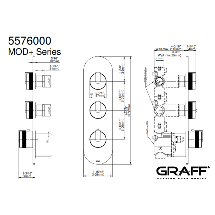 Element zewnętrzny Graff MOD+ baterii natryskowej chrom E-8033-PC-T