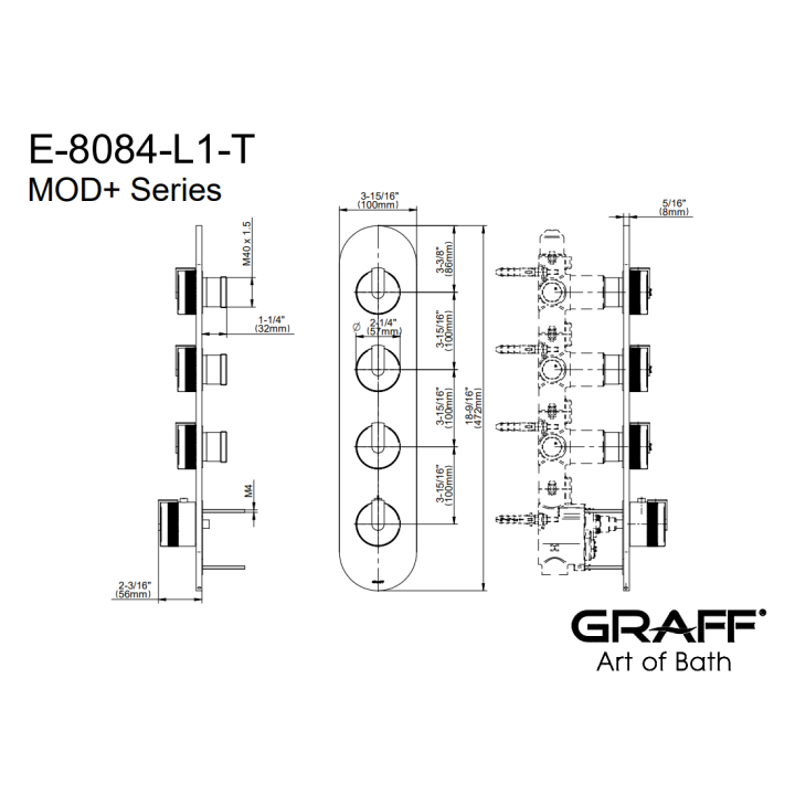 Element zewnętrzny Graff MOD+ baterii natryskowej chrom E-8084-PC-T