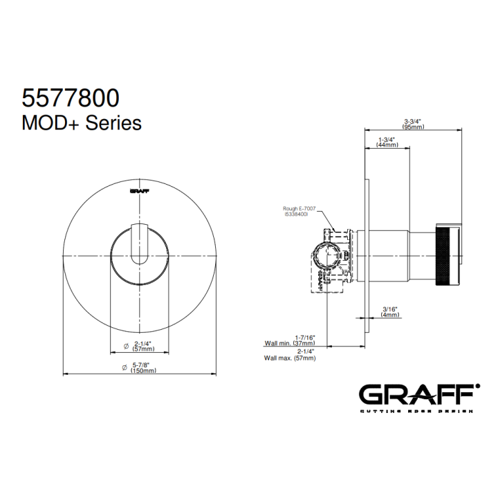 Element zewnętrzny Graff MOD+ baterii natryskowej progresywnej chrom E-7031-PC-T