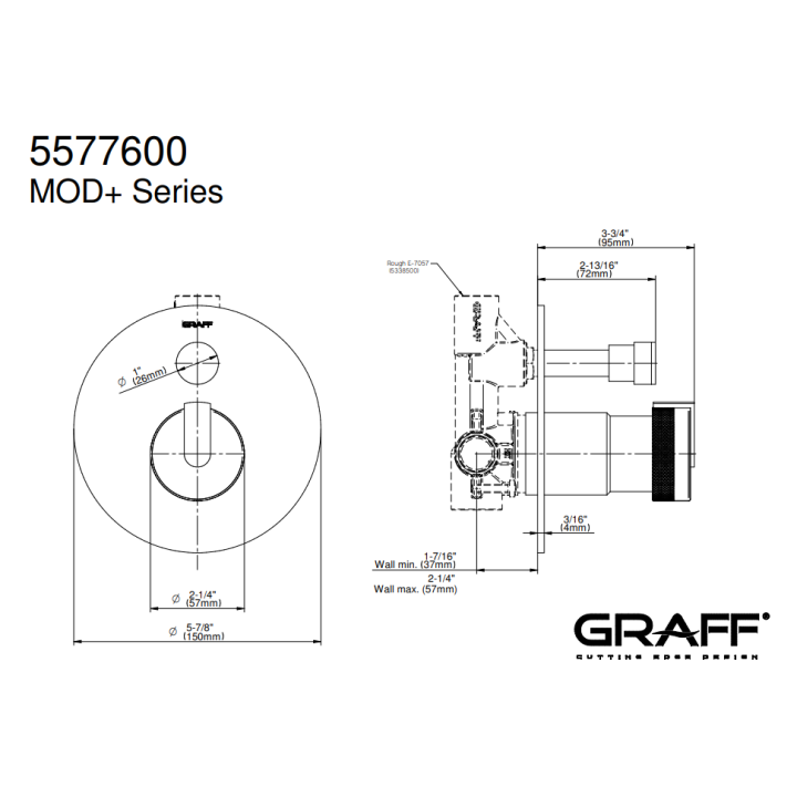 Element zewnętrzny Graff MOD+ baterii natryskowej progresywnej chrom E-7081-PC-T