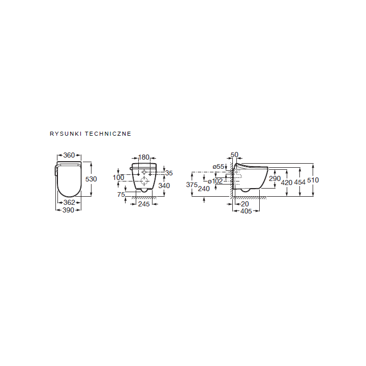 Miska WC myjąca ROCA ONA podwieszana RIMLESS biała A803150S01