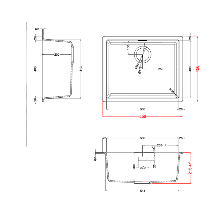 Zlewozmywak Elleci DYNAMO 105 556x456mm G48 Cemento LGZ10548FIXCI