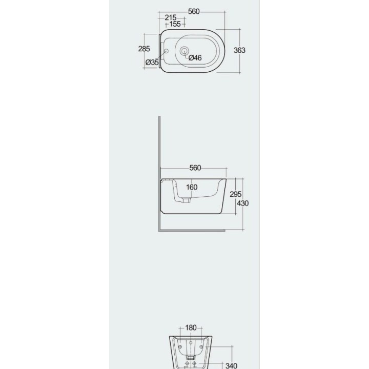 VALET bidet podwieszany Rimless 56x36,3 cm biały połysk VALBD2101AWHA RAK CERAMIC