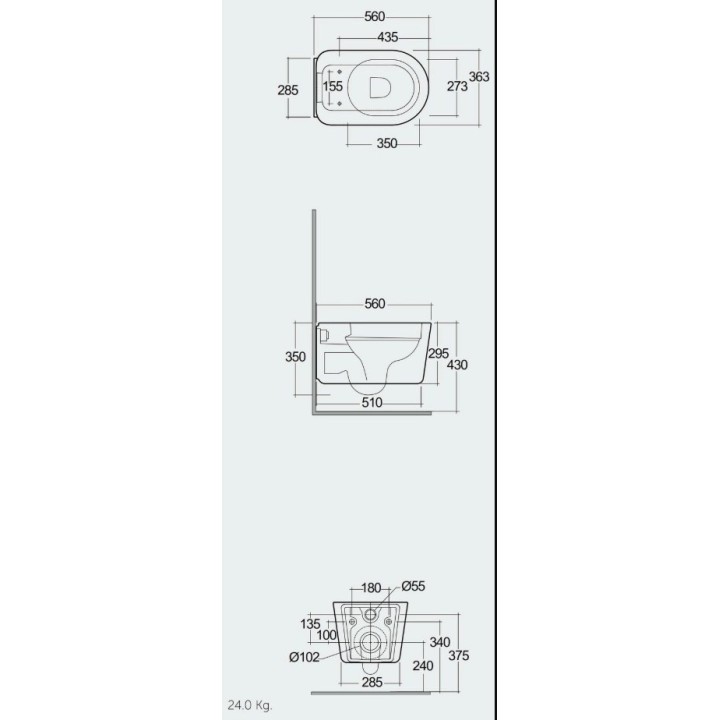 VALET Miska WC podwieszana RIMLESS 56x36,3 cm biały połysk VALWC1446AWHA RAK CERAMIC