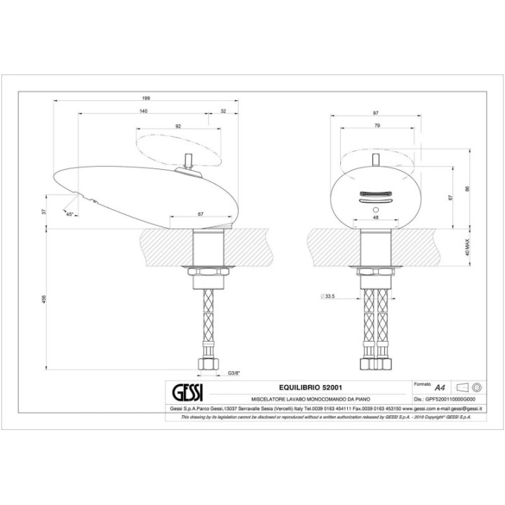 Bateria umywalkowa GESSI EQUILIBRIO Miedź (korpus) 52001030