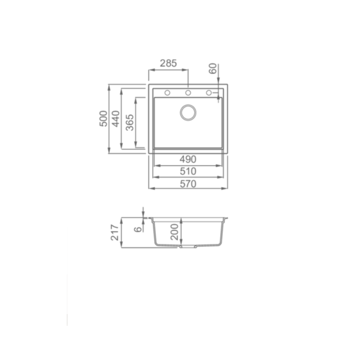 Zlewozmywak Elleci SINTESI 105 570x500mm K96 White LKS10596
