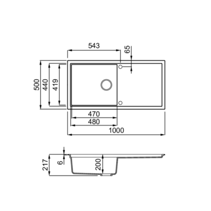 Zlewozmywak Elleci SINTESI 480 1000x500mm K96 White LKS48096