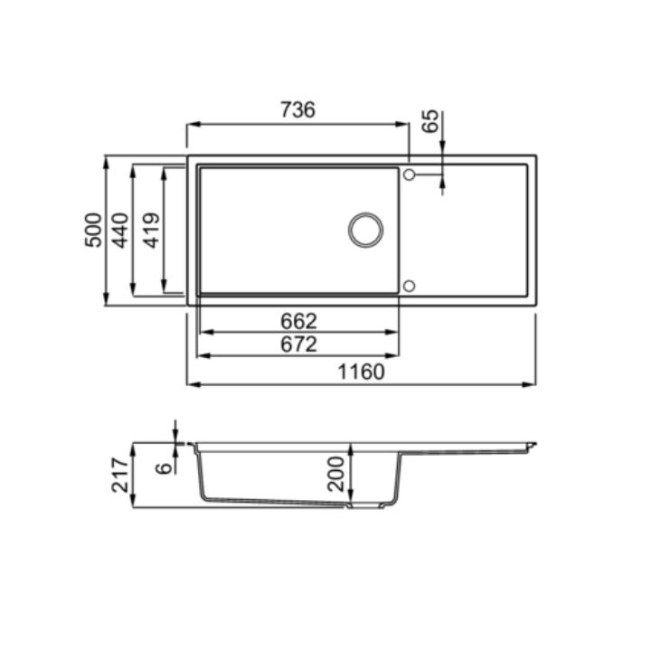 Zlewozmywak Elleci SINTESI 510 1160x500mm K86 Black LKS51086