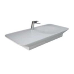 VALET Umywalka podwieszana & nablatowa 112x50,5 cm blat L z otworem na baterię biały mat VALWB11301500A