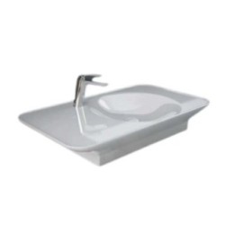 VALET Umywalka podwieszana & nablatowa 92x50,5 cm blat L z otworem na baterię biały mat VALWB09301500A