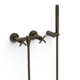 Bateria dwuuchwytowa ścienna prysznicowa TRES MONTBLANC czarny brąz 28316301KMB
