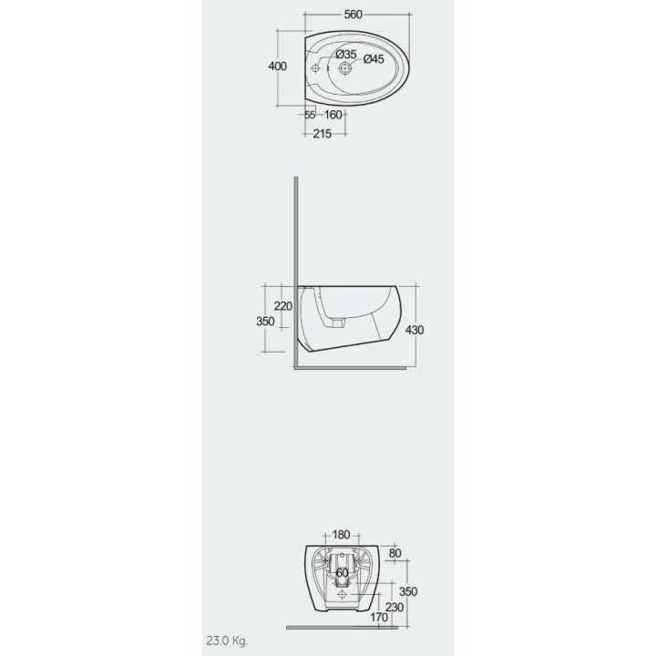 Cloud Bidet podwieszany 56x10 cm Czarny MATCLOB02101504A