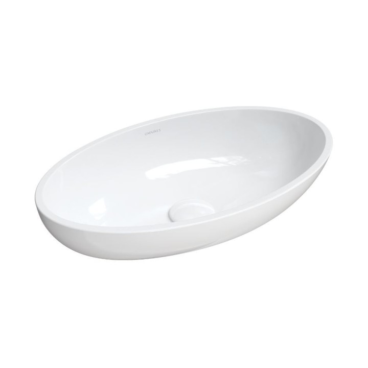 Umywalka nablatowa 51x30 cm Omnires Crete Marble+ biały połysk CRETEBP