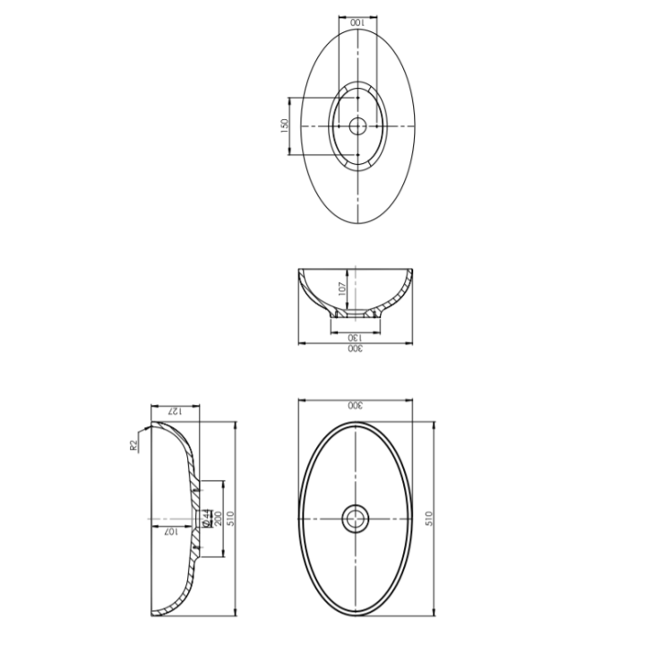 Umywalka nablatowa 51x30 cm Omnires Crete Marble+ biały połysk CRETEBP