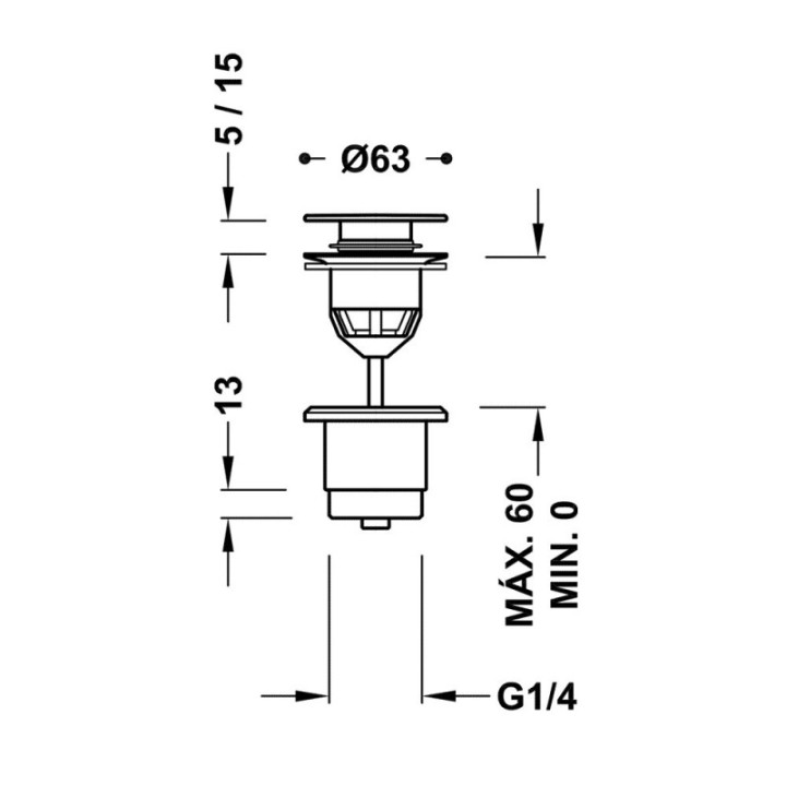 Odpływ umywalkowy Ø 63 mm CLICK‑CLACK w kolorze złotym 24284001OR