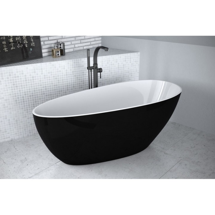WANNA WOLNOSTOJĄCA BESCO GOYA XS 142x62 BLACK&WHITE WMD-140-GBW