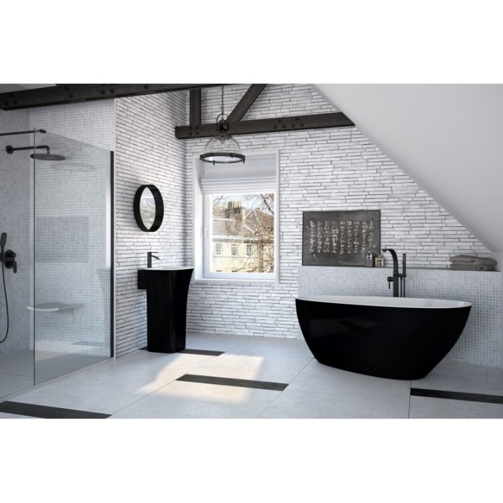 WANNA WOLNOSTOJĄCA BESCO GOYA 160x70 BLACK&WHITE WMD-160-GBW