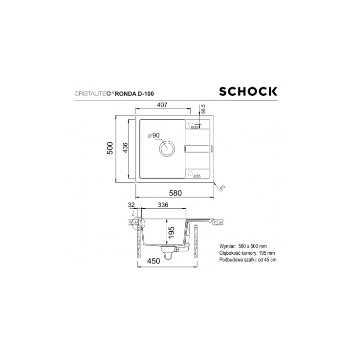 Zlewozmywak RONDA SCHOCK CRISTALITE+ D-100 Croma