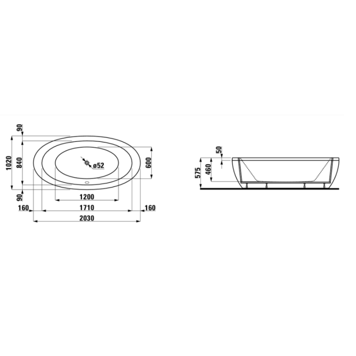 Wanna wolnostojąca owalna Laufen IL Bagno Alessi One 2030 x 1020mm biała H2419700000001