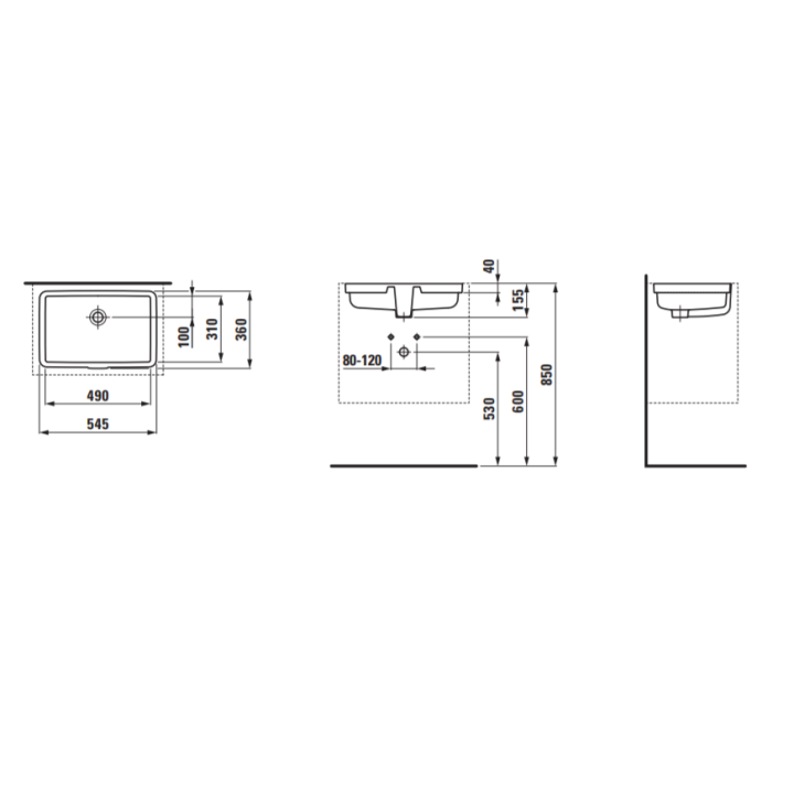 Umywalka podblatowa Laufen Living City 535 x 360 mm bez otw. biała H8124310001091