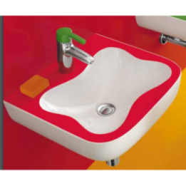 Umywalka ścienna Laufen Florakids 450 x 410 mm z otw. biały/czerwony H8150310621041