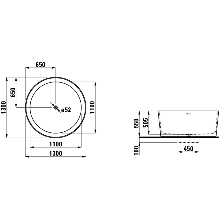 Wanna wolnostojąca Laufen Val 1300 x 1300 x 505 mm biała H2312820000001