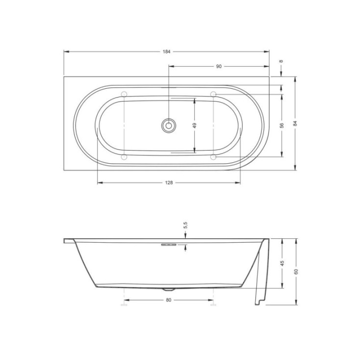Wanna RIHO DESIRE CORNER LED 184 x 84 x 59,5 cm biały połysk B087002005