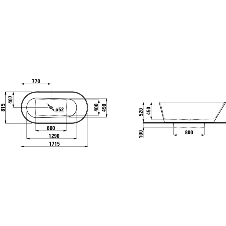 Wanna wolnostojąca Laufen Kartell 1715 x 815 x 450 mm biała H2263320000001
