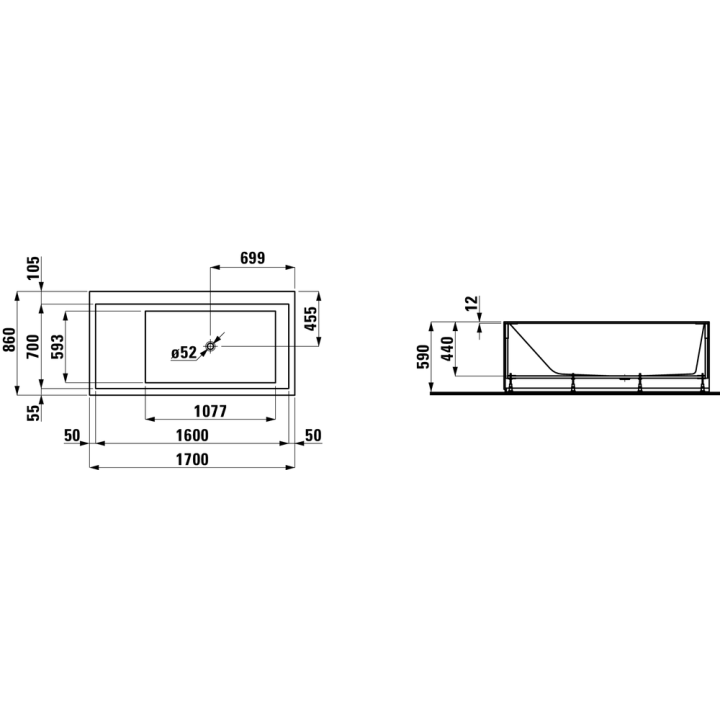 Wanna wolnostojąca Laufen Kartell 1700 x 860 x 440 mm biała H2233350006161