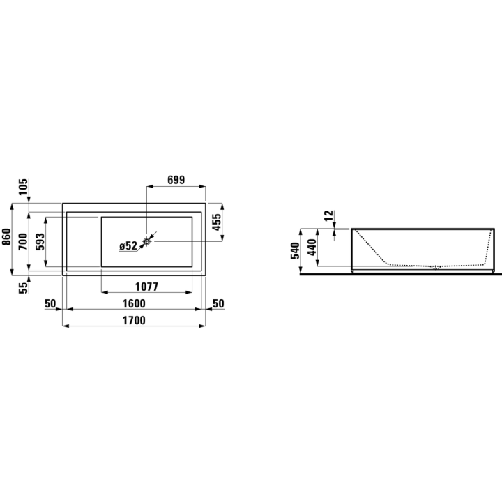 Wanna wolnostojąca Laufen Kartell 1700 x 860 x 440 mm biała H2233320006161