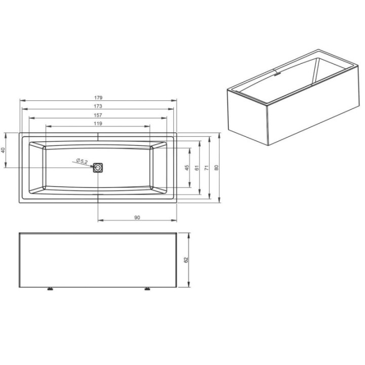 Wanna RIHO STILL SQUARE PLUG&PLAY 180 x 80 x 62 cm biały połysk B099031005
