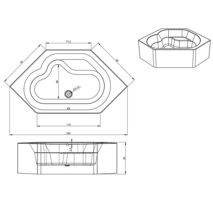 Wanna RIHO WINNIPEG PLUG&PLAY 145 x 145 x 62 cm biały połysk B010011005