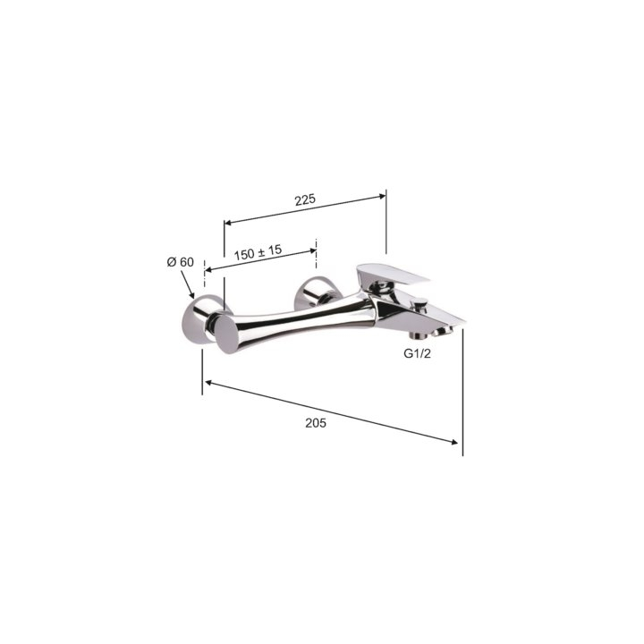 Bateria wannowa DANIEL DIVA chrom DV600HCR