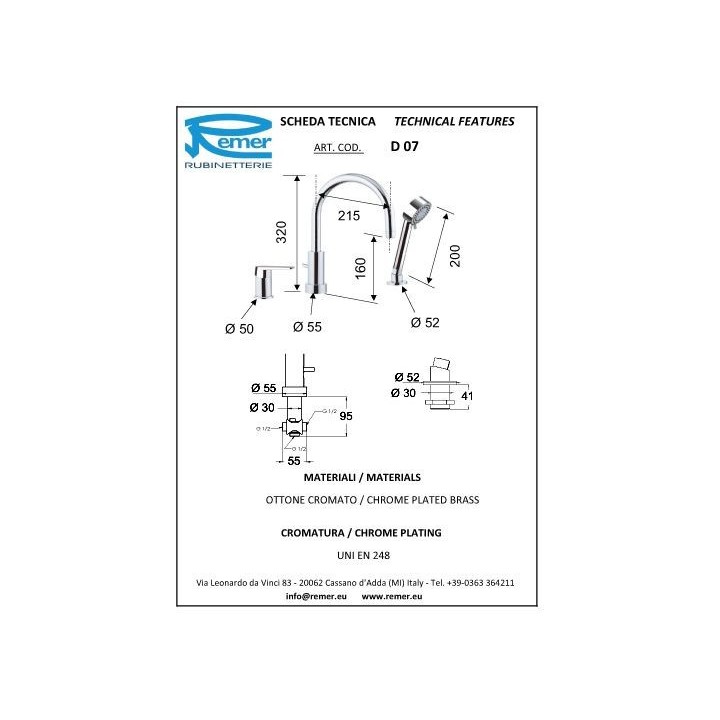 Bateria wannowa 3-otworowa DANIEL DREAM chrom DR691CR